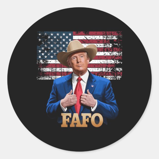 Adesivo Cowboy Hat-trump Fafo F perto Descubra o sinalizad (Frente)