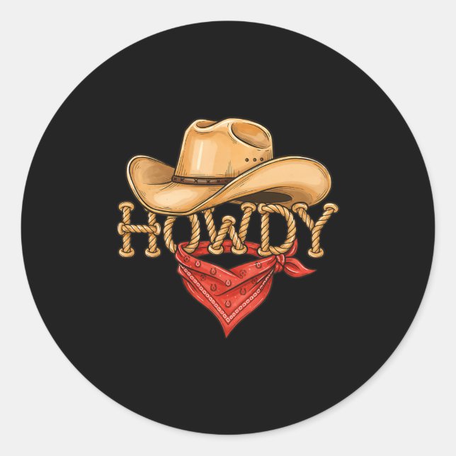 Adesivo Cowboy Howdy Rope Hat Bandana Western Rodeo Design (Frente)