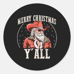 Adesivo Cowboy Papai Noel Feliz Natal Y'all Western C