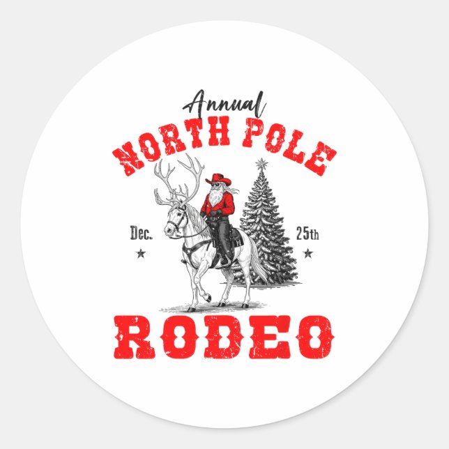 Adesivo Cowboy Santa Riding Reindeer North Le Rodeo Christ (Frente)