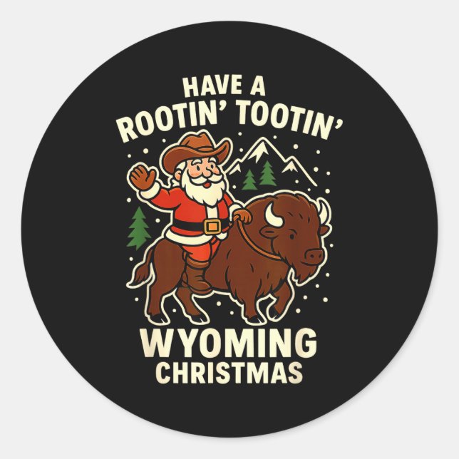 Adesivo Cowboy Santa Shirt Wyoming Christmas Buffalo Holid (Frente)