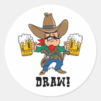 Adesivo Cowboy Segurando Perucas De Cerveja