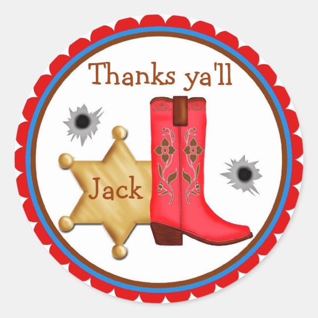 Adesivo Cowboy Wild West Birthday Stickers (Frente)
