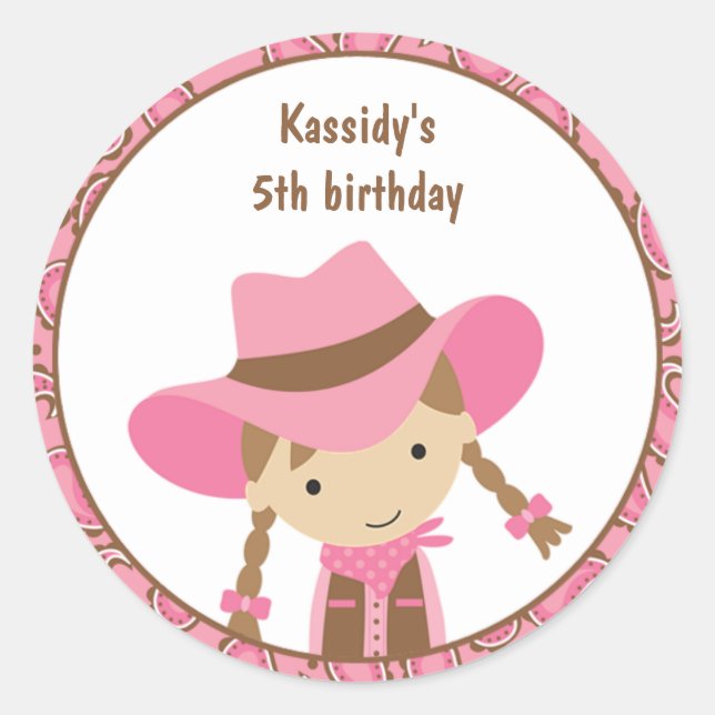 Adesivo Cowgirl Birthday Stickers (Frente)