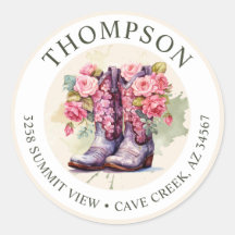 Cowgirl Boots with Flowers Return Address Labels