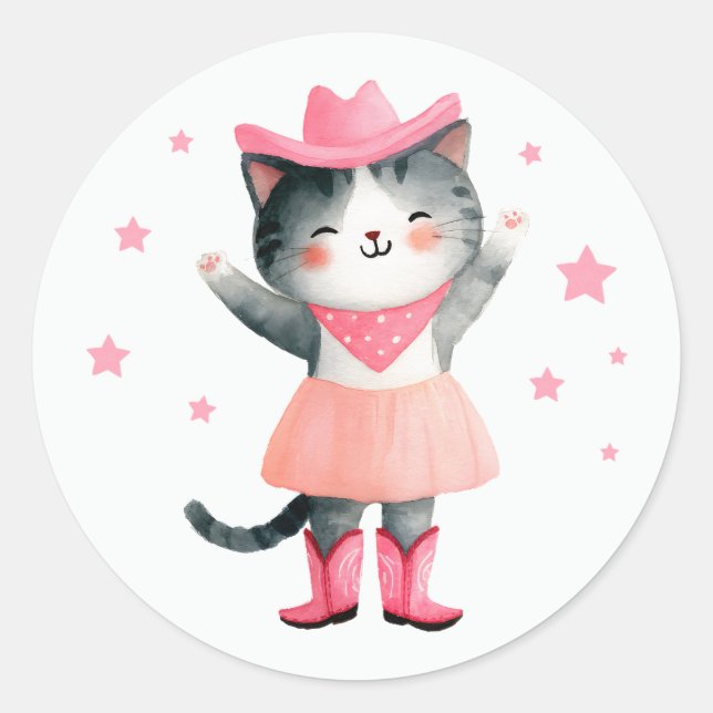 Adesivo Cowgirl Cat Pastel Pink Coca-Cola-de-Água Cinta Oc (Frente)