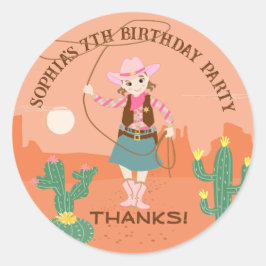 Adesivo Cowgirl com festa de lasso e Aniversário de crianç