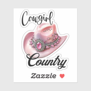 Adesivo Cowgirl Country Pink Cowgirl Hat Vinyl cut sticker