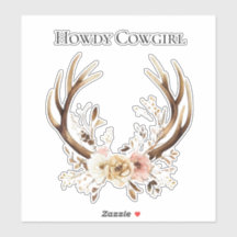 Cowgirl Deer Antlers Floral Howdy