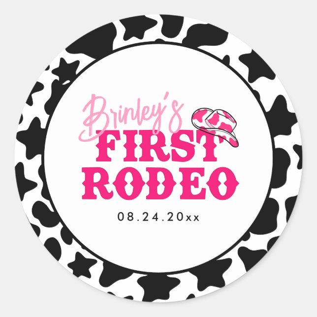 Adesivo Cowgirl Disco Pink First Rodeo (Frente)