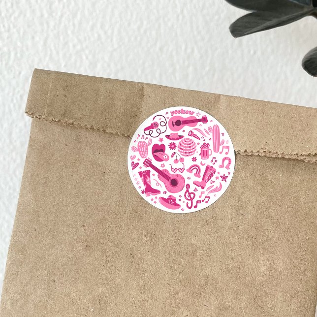 Adesivo Cowgirl Disco Rodeo (Retro Cowgirl stickers, pink)