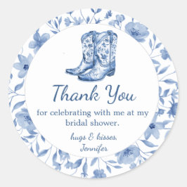 Adesivo  Cowgirl Floral Bridal Shower thank you blue chic