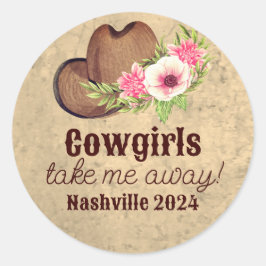Adesivo Cowgirl floral cor-de-rosa-rosa do País
