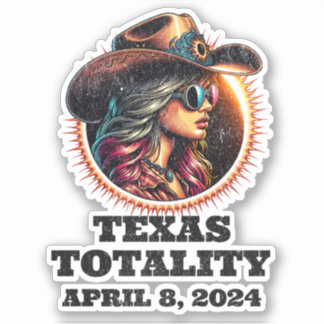 Adesivo Cowgirl Total Solar Eclipse 4.08.2024 Texas
