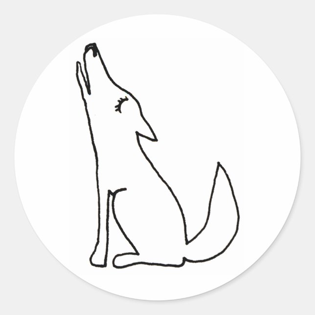 Adesivo Coyote wolf dog howling - arte de desenho de linha (Frente)
