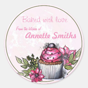Adesivo Cozido com o amor/Cupcake/personalizados