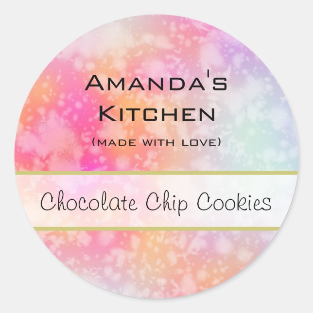 Adesivo Cozinha de Aquarela de Abstrato cor rosa e laranja (Frente)