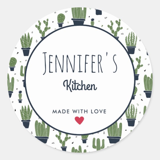 Adesivo Cozinha de Padrão do Deserto do Cactus Verde Escur (Frente)