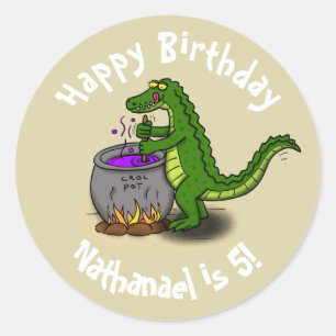 Adesivo cozinhar de jacaré verde feliz janta desenho