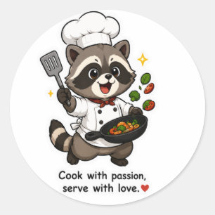 ADESIVO COZINHE COM PAIXÃO SIRVA COM AMOR CHEF GUAXINIM ST