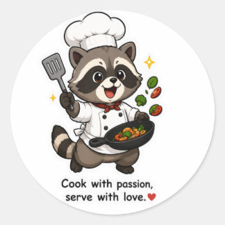 ADESIVO COZINHE COM PAIXÃO SIRVA COM AMOR CHEF GUAXINIM ST