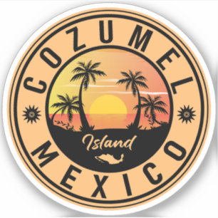 Adesivo Cozumel Mexico island Retro Sunset Souvenirs