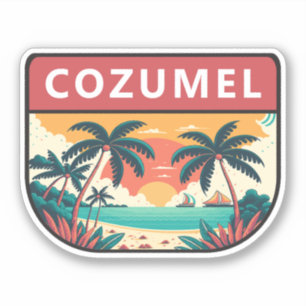 Adesivo Cozumel Mexico Retro Emblem
