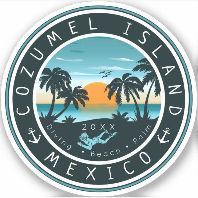 Adesivo Cozumel México Scuba Diving Sunset Souvenir 80 (Frente)