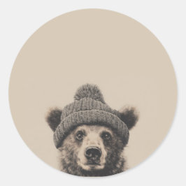 Adesivo Cozy Bear in Beanie - Cute Winter Animal 