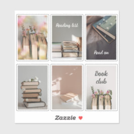 Adesivo Cozy Book Club Reading Aesthetic Sticker Sheet