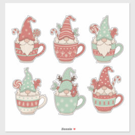 Adesivo Cozy Christmas Gnomes in Mugs: Aesthetic Holiday
