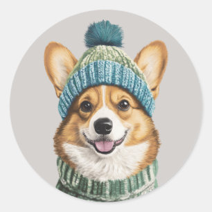 Adesivo Cozy Corgi na engrenagem de inverno