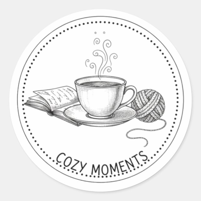 Adesivo Cozy Moments Coffee Book & Knitting Minimal ART (Frente)