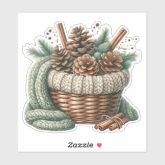 Adesivo Cozy Pinecone Basket - Winter Cottagecore Sticker
