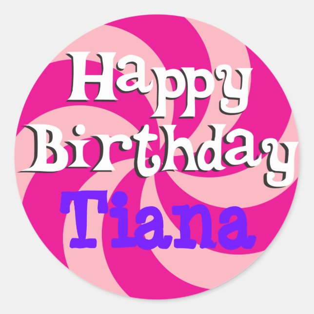 Adesivo Crachá de Aniversário Girly PinWheel Rosa (Frente)