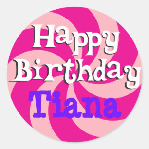 Adesivo Crachá de Aniversário Girly PinWheel Rosa