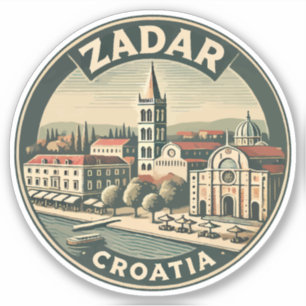 Adesivo Crachá de Arte Viagem da Ilustração Zadar Croácia
