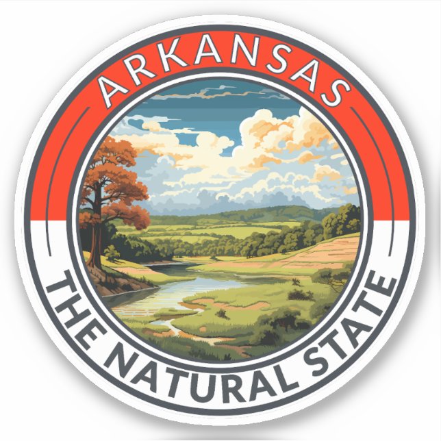 Adesivo Crachá de Arte Viagem do Arkansas (Frente)