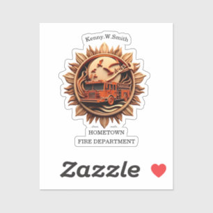 Adesivo Crachá de bombeiros radiando prestígio, Honra