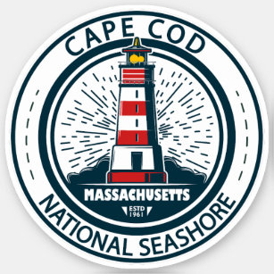 Adesivo Crachá de Massachusetts do Cabo Cod National Seash