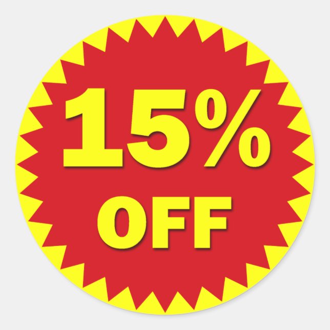 ADESIVO CRACHÁ DE VENDA A RETALHO - 15% DESLIGADO (Frente)