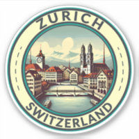 Crachá de Viagem de Ilustração de Suiça Zurique