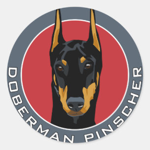 Adesivo Crachá do Doberman, preto com vermelho