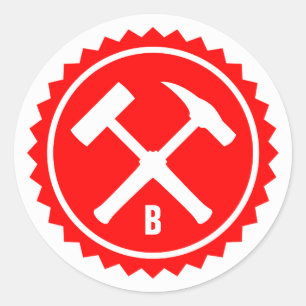 Adesivo Crachá do martelo da rocha (única inicial)