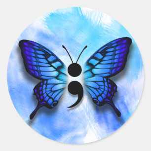 Adesivo Crachá do semicolon da borboleta