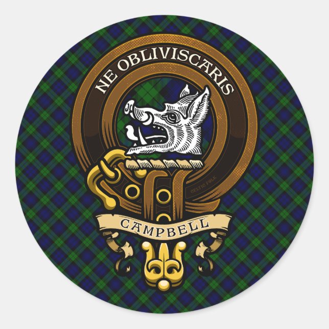 Adesivo Crachá Escocês Clan Campbell e Crest (Frente)
