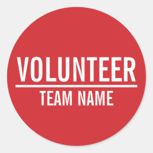 Adesivo Crachá Red Volunteer com Nome de Equipe Personaliz
