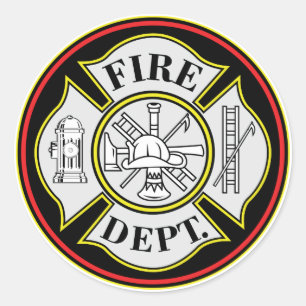 Adesivo Crachá redondo do departamento dos bombeiros