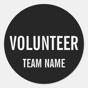 Adesivo Crachá Voluntário Negro com Nome de Equipe Perso