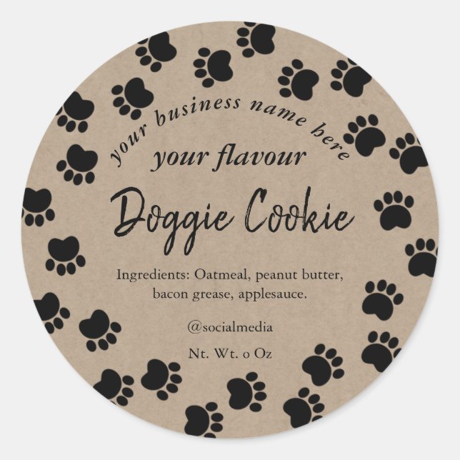 Adesivo craft castanho-papelão-canino caminho biscoito-do- (Frente)